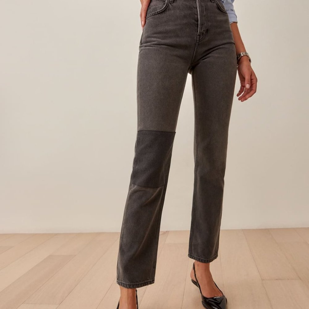 Reformation Cynthia Patch High Rise Straight Jeans 25